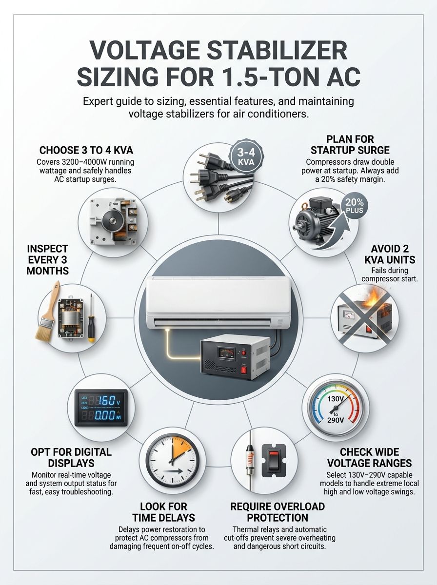 How Much Voltage Stabilizer Required for 1.5 Ton AC? Complete Guide How Much Voltage Stabilizer Required for 1.5 Ton AC? Complete Guide